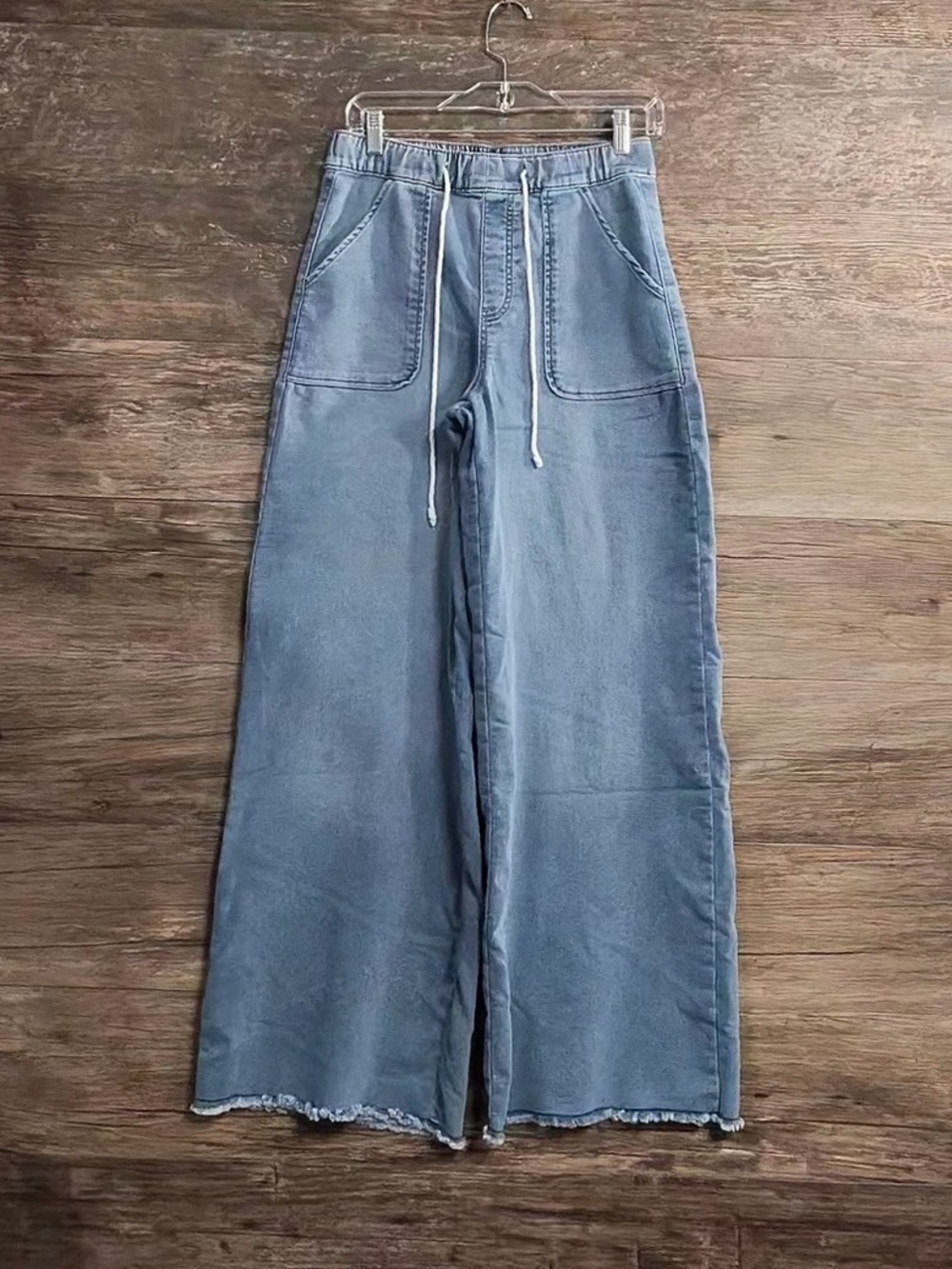 Rewash Light Blue Wide-Leg Drawstring Jeans